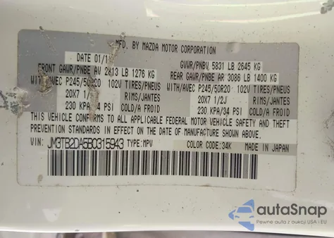 2011 Mazda Cx-9 Grand Touring from USA, damaged, VIN JM3TB2DA5B0315943
